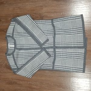 (L) Marina V Houndstooth Print Comfortable Casual Outdoor Kimono Style Sweater